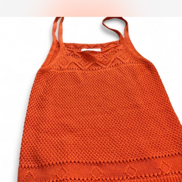 Anthropologie Coastal Grandma Burn Orange Crochet Knit Tank Top - Picture 2 of 6